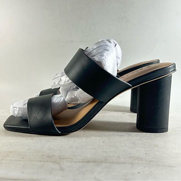 Splendid Camira Women’s Leather Sandals Heeled Slides Black Size 7 M - Picture 3 of 9